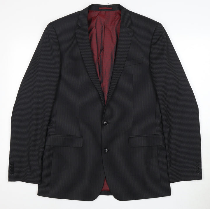 Next Men's Black Blazer, 38R, Striped, Elegant Style