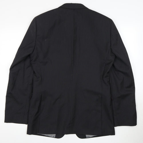 Next Men's Black Blazer, 38R, Striped, Elegant Style