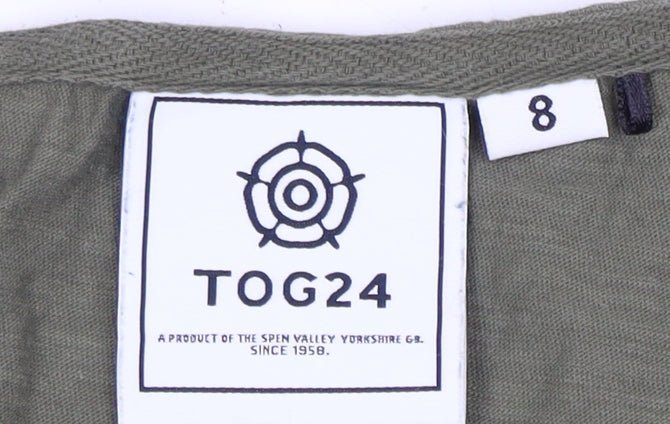 TOG24 Women's Green Button-Up Top Short Sleeve Size 8