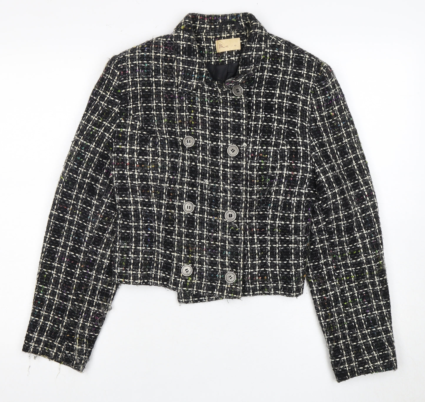 BHS Women's Multicoloured Tweed Jacket, Size 12 - Classic Style