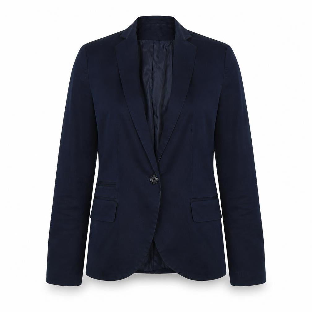 Front view of Zara Basic Women's Blue Blazer, size 8, Regular Fit