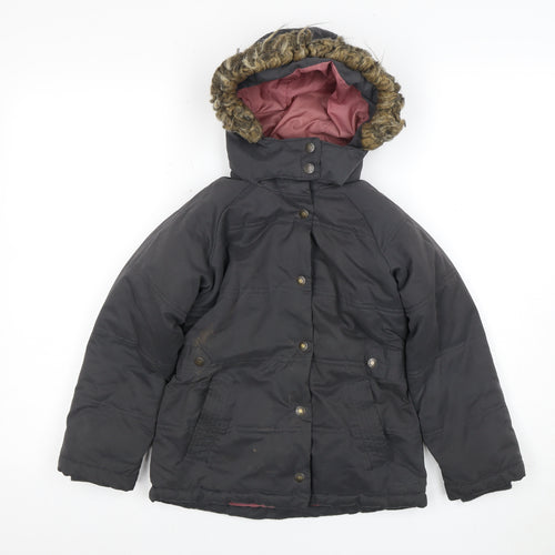 Fat Face Girls Black Mid-Length Puffer Jacket M