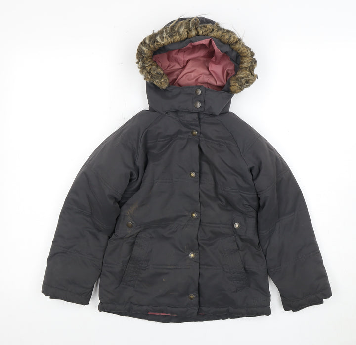 Fat Face Girls Black Mid-Length Puffer Jacket M