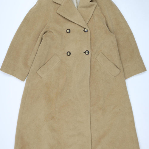 Marella Women's Beige Wool Blend Pea Coat, Size 4, Elegant & Warm