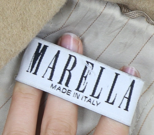 Marella Women's Beige Wool Blend Pea Coat, Size 4, Elegant & Warm