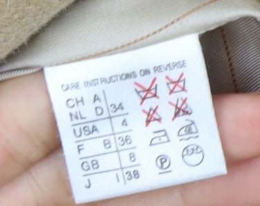 Marella Women's Beige Wool Blend Pea Coat, Size 4, Elegant & Warm