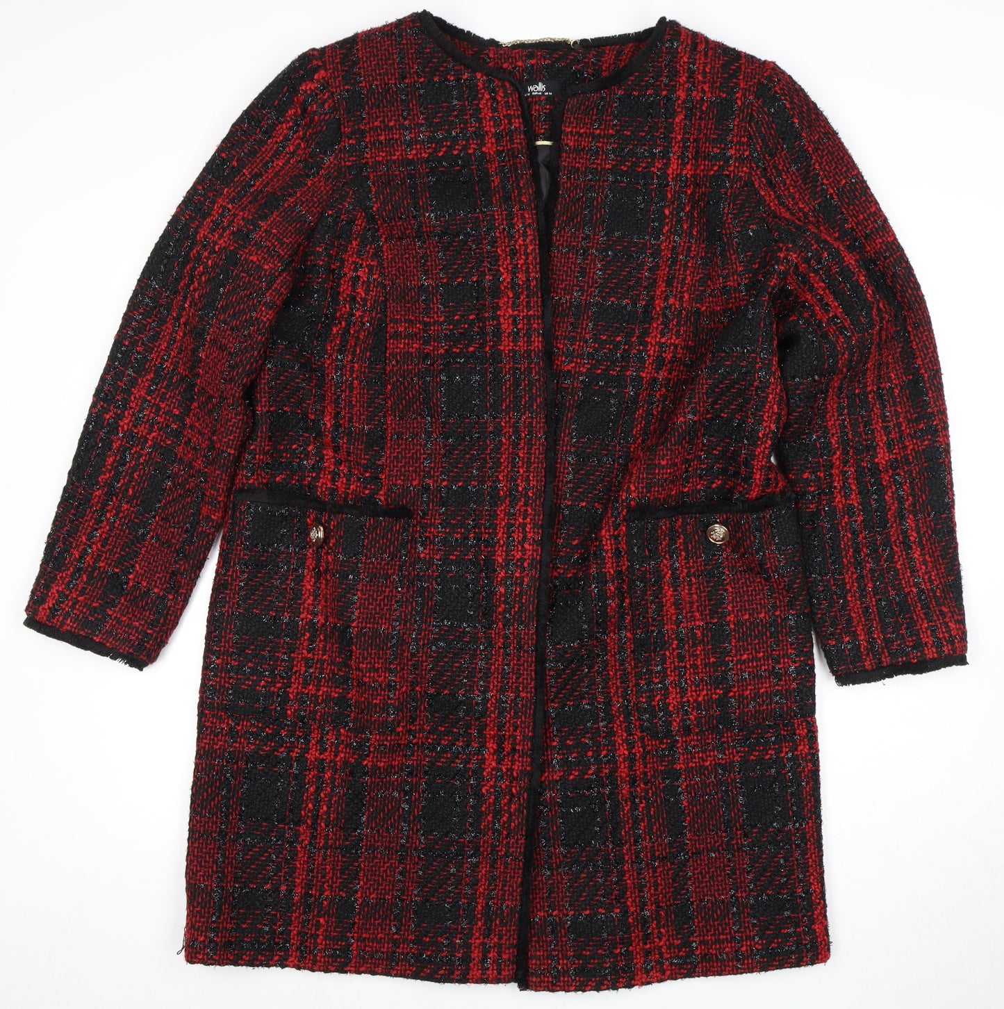 WoolenWear Women's Red Plaid Coat, Size 18