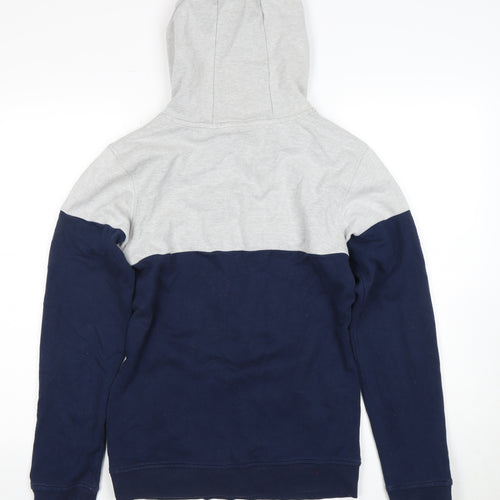 Adidas Men's Grey & Blue 1/4 Zip Hoodie, Size S