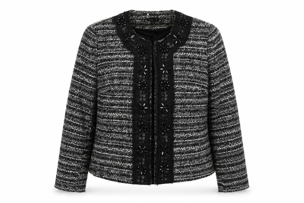 Front view of East Women's Black Boucle Jacket, size 10