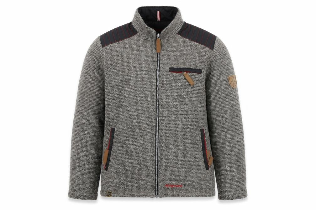 Front view of Almgwand women’s grey wool blend jacket, size UK 36
