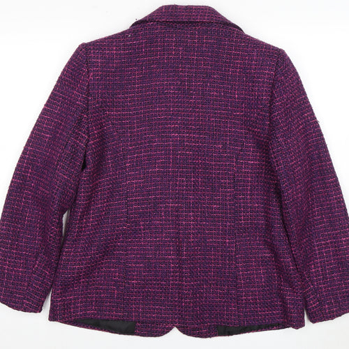 EWM Women's Purple Blazer Size 12 Bouclé Houndstooth