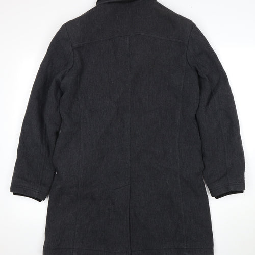 Zara Men’s Black Mid-Length Wool Overcoat, Size L