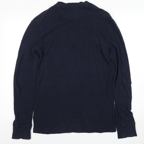 Superdry Men’s Blue Cotton Henley Long Sleeve T-Shirt L