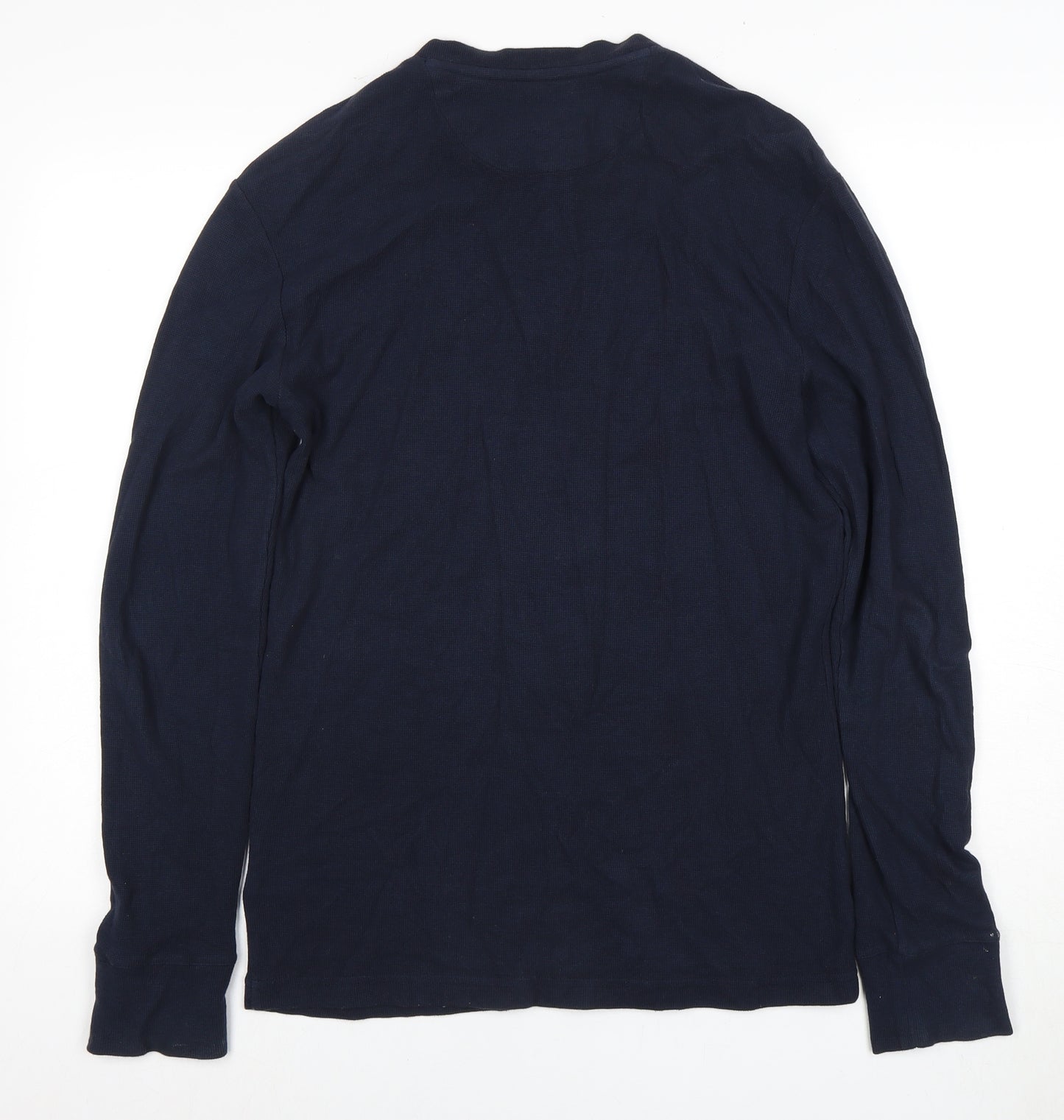 Superdry Men’s Blue Cotton Henley Long Sleeve T-Shirt L