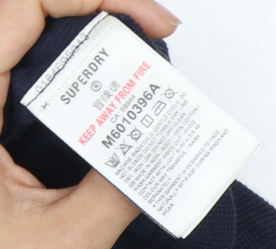 Superdry Men’s Blue Cotton Henley Long Sleeve T-Shirt L