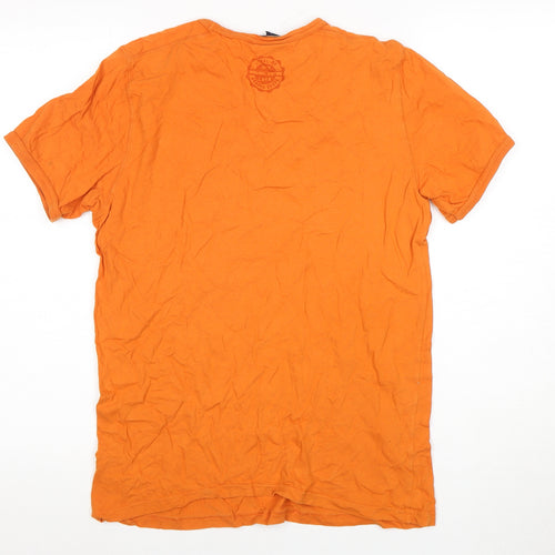 H&M Men's Orange Graphic Short Sleeve T-Shirt, S