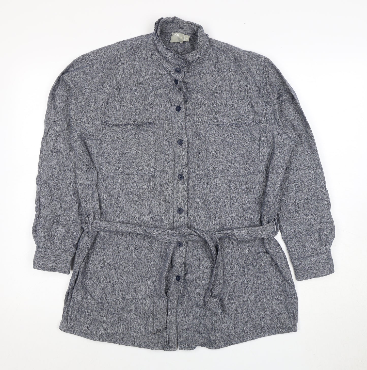 ASOS Women's Blue Button-Up Long Sleeve Shirt Size 12