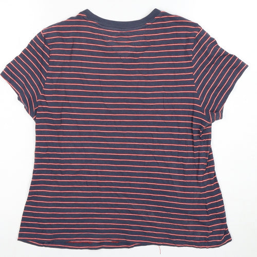Tommy Jeans Women's Blue Striped T-Shirt M