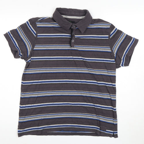 Jasper Conran Men's Grey Striped Polo Shirt L