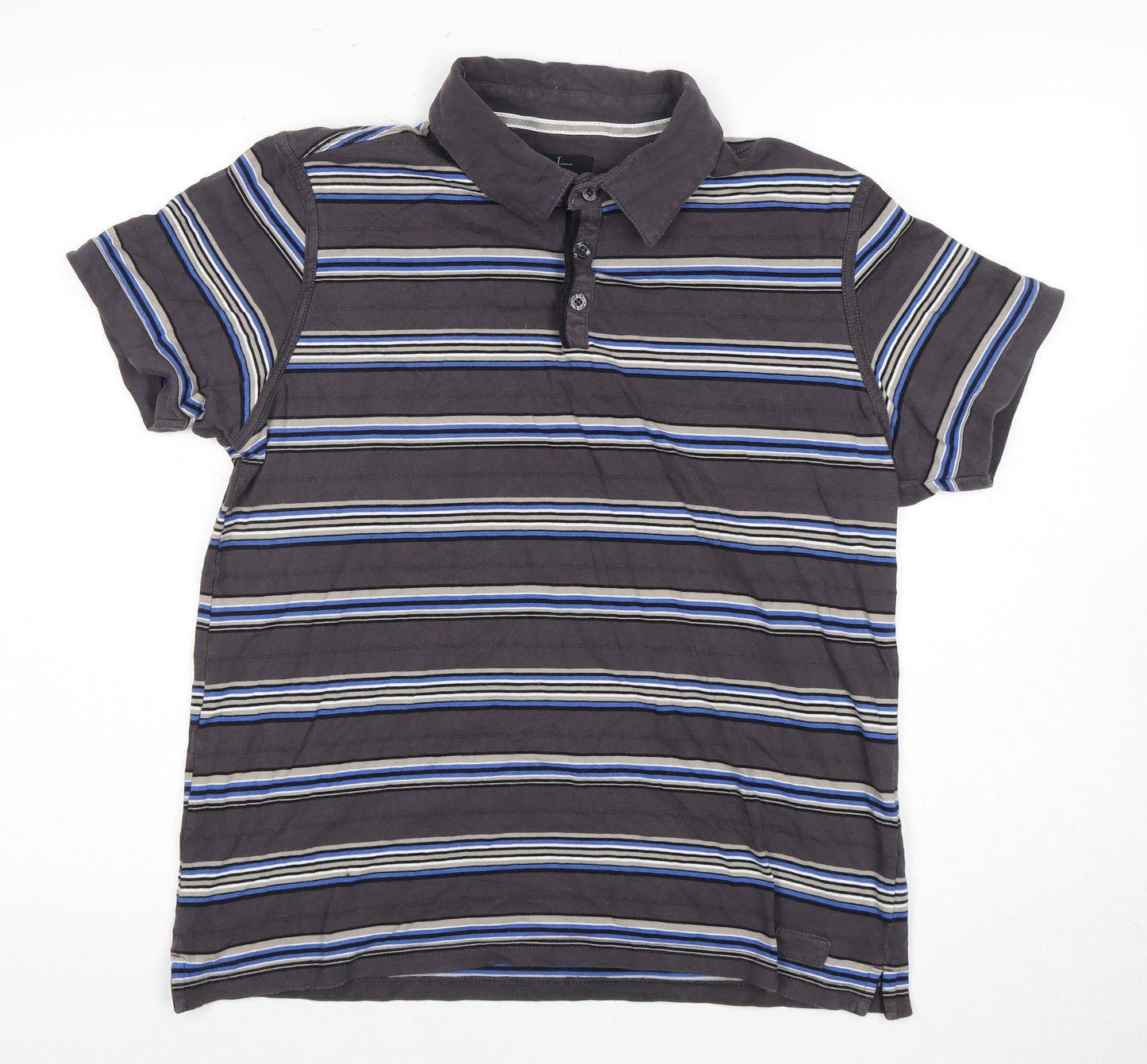 Jasper Conran Men's Grey Striped Polo Shirt L