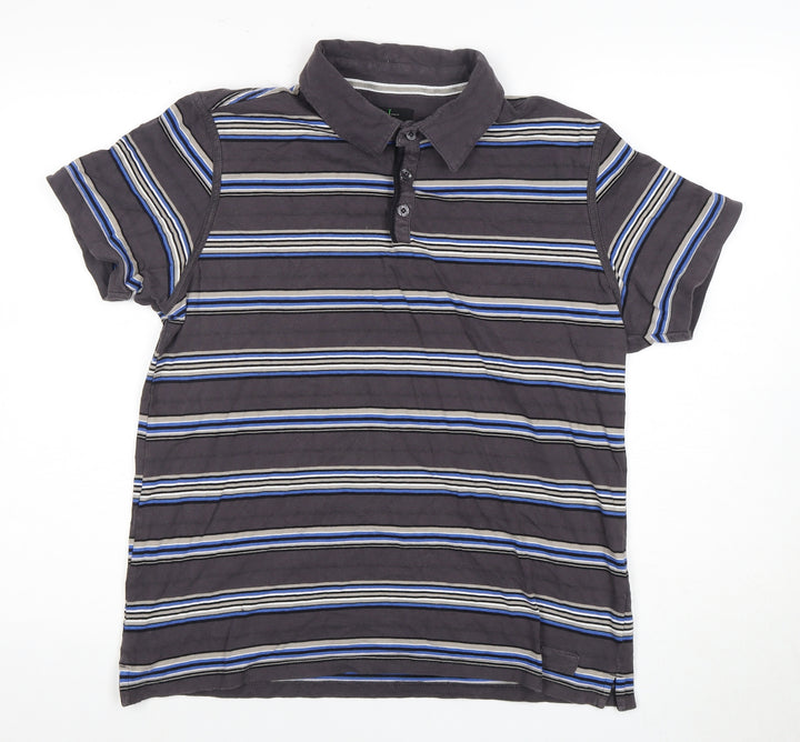 Jasper Conran Men's Grey Striped Polo Shirt L