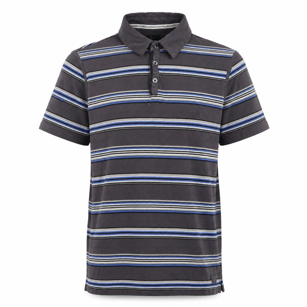 Front view of Jasper Conran Men's Grey Striped Polo Shirt L