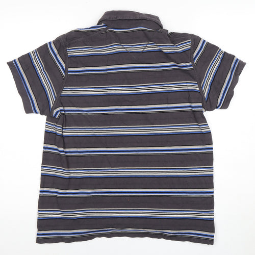 Jasper Conran Men's Grey Striped Polo Shirt L
