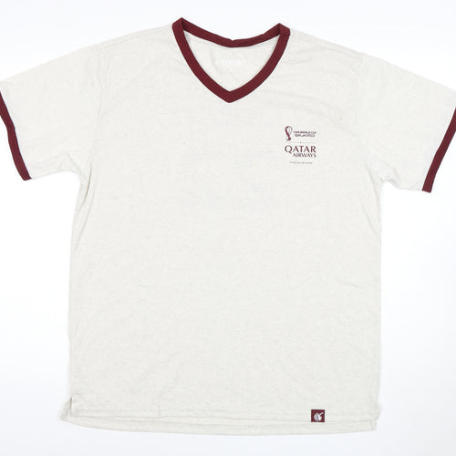Qatar Airways Men's M White V-Neck T-Shirt