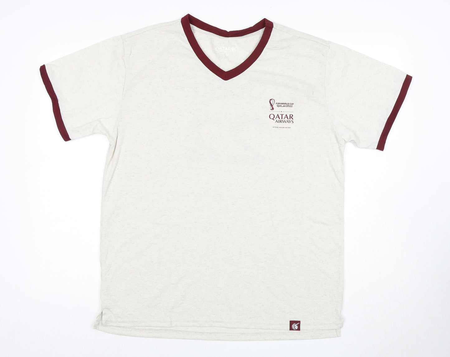 Qatar Airways Men's M White V-Neck T-Shirt