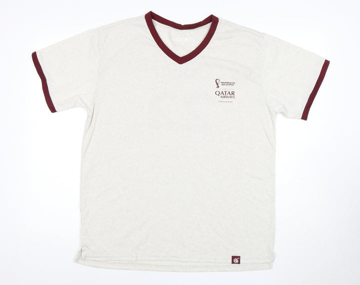 Qatar Airways Men's M White V-Neck T-Shirt