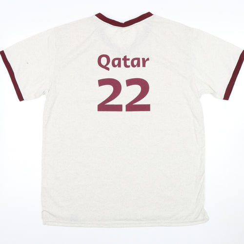 Qatar Airways Men's M White V-Neck T-Shirt