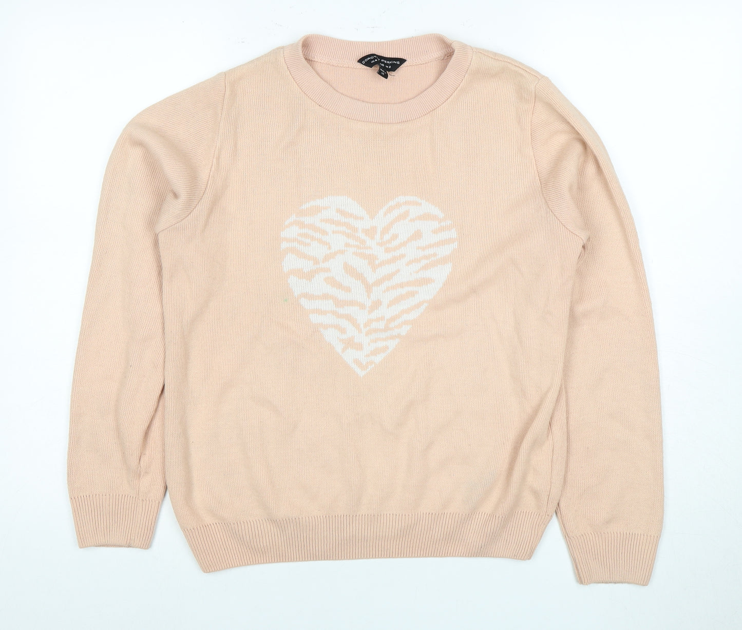 Dorothy Perkins Women's Pink Animal Print Jumper UK 8