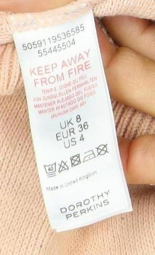 Dorothy Perkins Women's Pink Animal Print Jumper UK 8