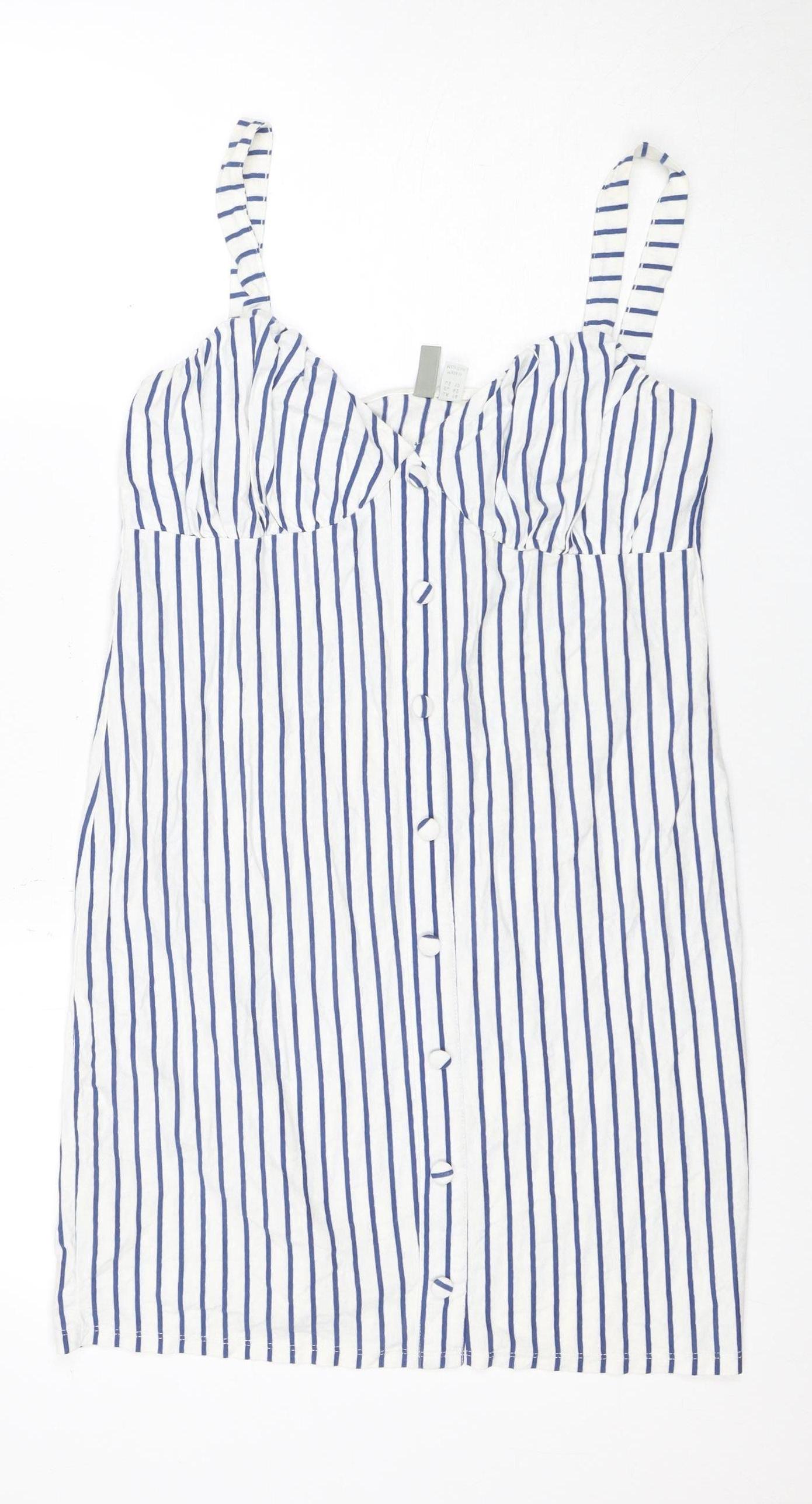 ASOS Women's White Striped Slip Dress Size 14