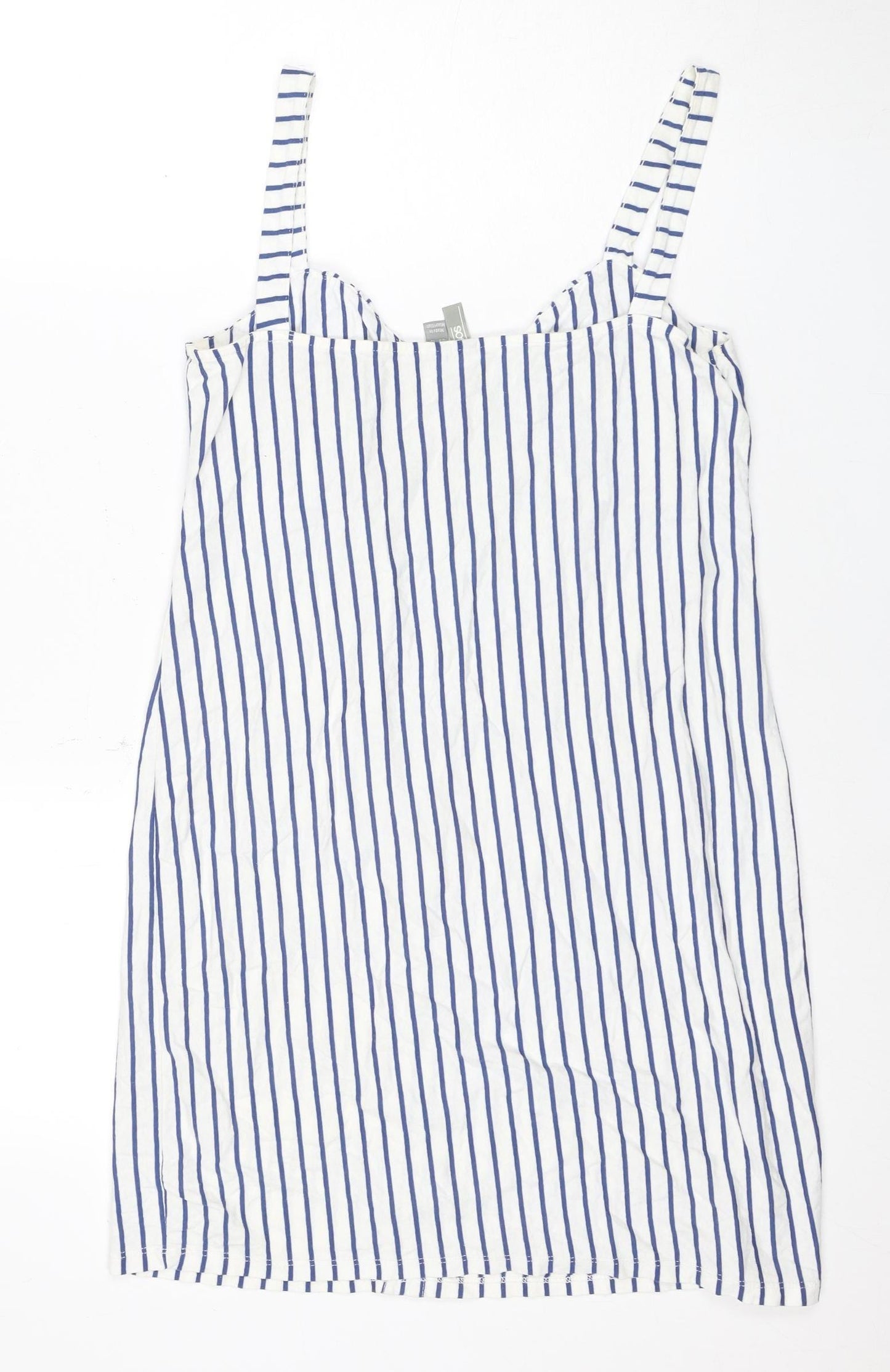 ASOS Women's White Striped Slip Dress Size 14