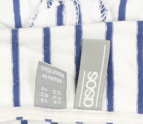 ASOS Women's White Striped Slip Dress Size 14