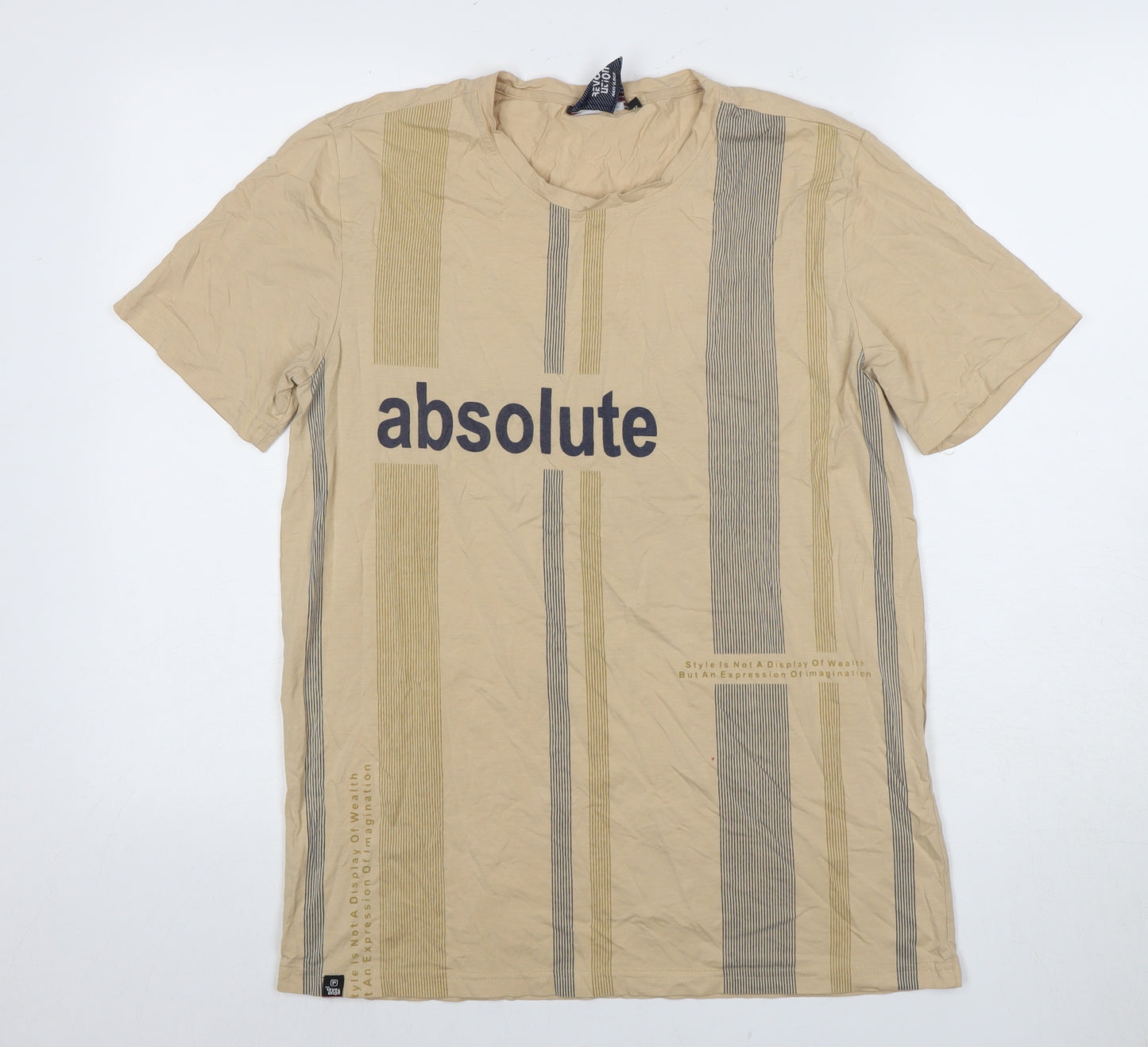 Revolt Men’s Beige Graphic Print T-Shirt XL