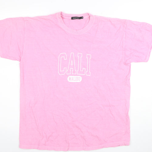 Boohoo Women's Pink M T-Shirt Casual Crew Neck