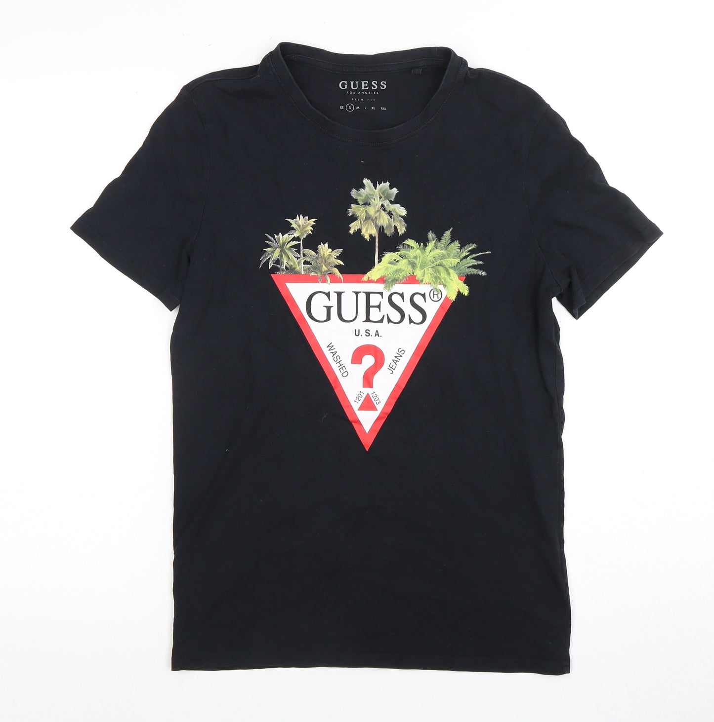 Guess Men's Black Slim Fit Logo Tee S