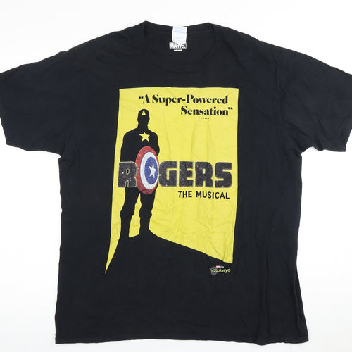 Marvel Men's Black Captain America Graphic T-Shirt, L