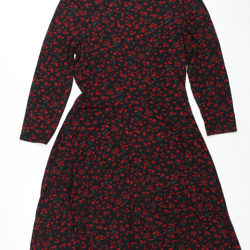 Dorothy Perkins Women's Black Floral A-Line Dress
