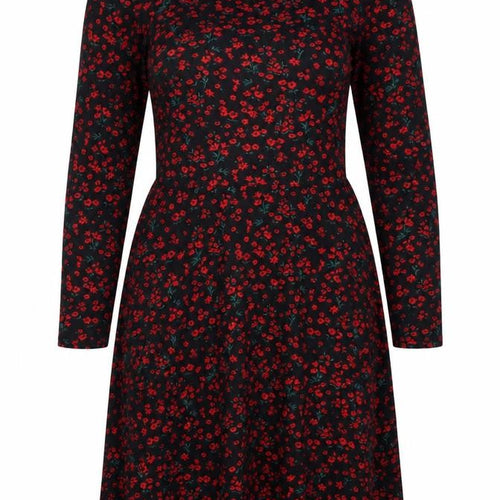 Dorothy Perkins Women's Black Floral A-Line Dress