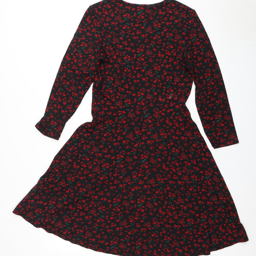 Dorothy Perkins Women's Black Floral A-Line Dress