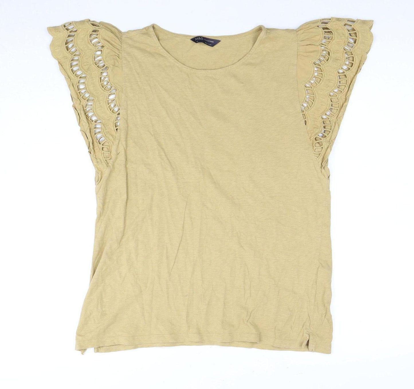 Marks and Spencer Women's Beige Embroidered Top Size 12