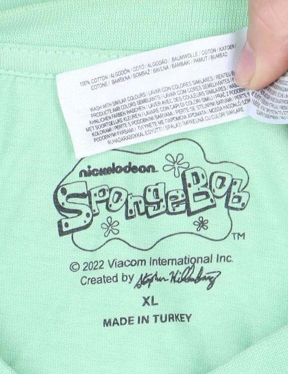 Nickelodeon Men's Green XL SpongeBob T-Shirt