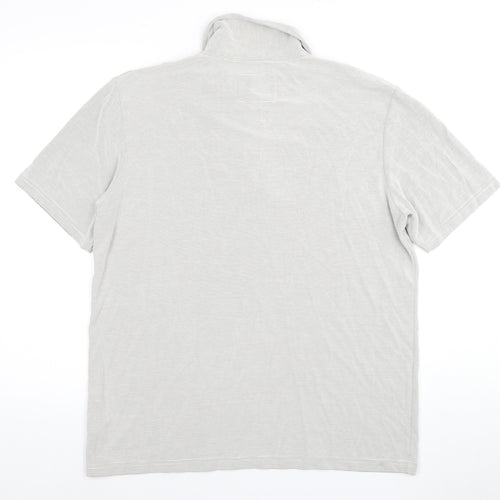 Next Men's Grey Striped Polo M Short Sleeve 1/4 Zip