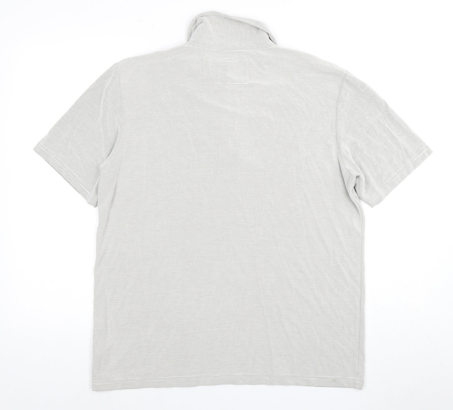 Next Men's Grey Striped Polo M Short Sleeve 1/4 Zip