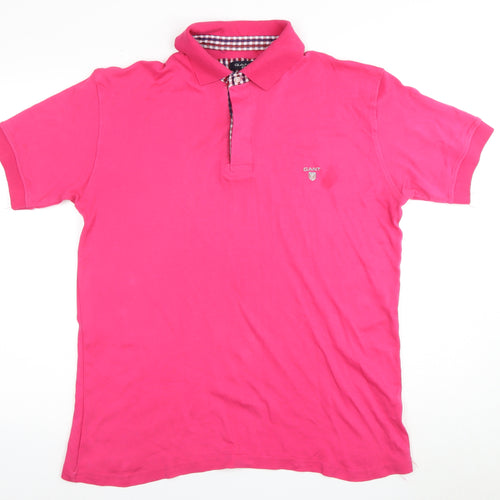 GANT Men's Pink 3XL Polo Shirt - Short Sleeve, Cotton