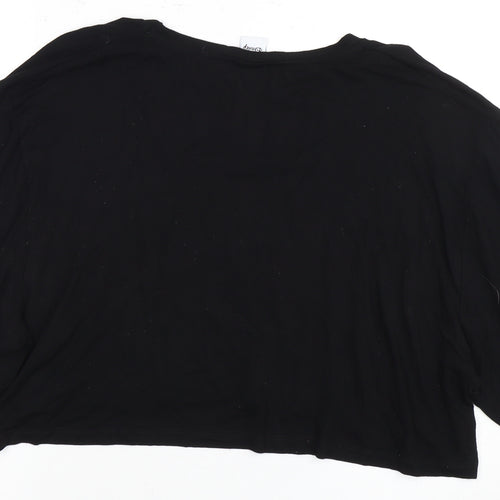 Disney Women's Black Mickey Christmas Cropped T-Shirt - Size 14