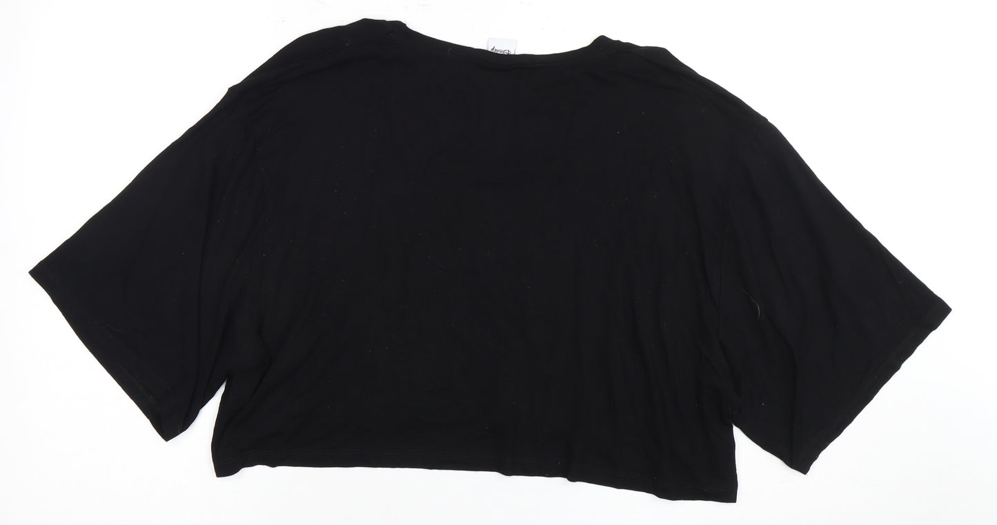 Disney Women's Black Mickey Christmas Cropped T-Shirt - Size 14